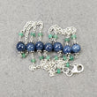 Gemstone Beads Necklace : Natural Blue Sapphire Round Ball With Emerald Beads 925 Sterling Silver Chain Necklace 18" Gift for HER