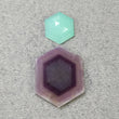 Rosemary SAPPHIRE & Green CHRYSOPRASE Gemstones Flat Slices Step Cut : Natural Untreated Hexagon Shape 14*12mm - 26*20mm 2pcs