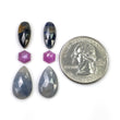 MULTI SAPPHIRE Gemstone Rose & Step Cut : 18.30cts Natural Untreated Sapphire Bi-Color Pear Hexagon 6mm - 15*9.5mm 6pcs