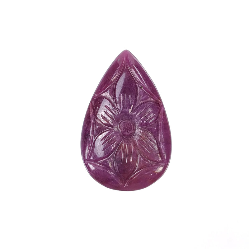 Ruby Hand store Carved Beautiful Leaf Shape-RBY-06