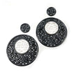 Black ONYX & White MOTHER Of PEARL Gemstones Carving : 113.05cts Natural Onyx Round Shape Hand Carved 14mm - 44mm 4pcs