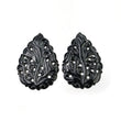 BLACK ONYX Gemstone Carving : 45.50cts Natural Color Enhanced ONYX Hand Carved Pear Shape 36.5*26mm Pair