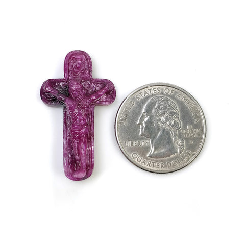 Red RUBY Gemstone Carving : 31.60cts Natural Untreated Ruby Hand Carved JESUS CHRIST 34.5*19.5mm