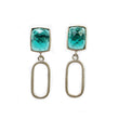 925 Sterling Silver : 9.50gms Synthetic Manmade Blue Coral Simulated Bezel Set Drop Dangle Push Back Earring 1.75"