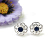 925 Sterling Silver Earring : 2.50gms Natural Untreated Blue SAPPHIRE Gemstone Round Bezel Set Push Back Stud Earrings 0.5"