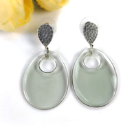 925 Sterling Silver Earring : 10.09gms Synthetic Manmade Green & Gray Rhinestone Gemstone Drop Dangle Push Back Earrings 2