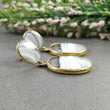 BOTSWANA AGATE Gemstone Earrings: 12.60gms Natural 925 Sterling Silver Gold Plated Bezel Set Drop Dangle Push Back Earring 1.9"