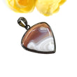 925 Sterling Silver PENDANT : 11.67gms Natural BOTSWANA AGATE Gemstone Heart Shape Victorian Silver Bezel Set Pendant 1.75"