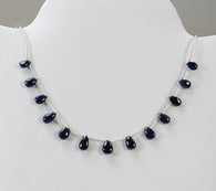BLUE SAPPHIRE Gemstone Loose Beads : 43.00cts Natural Untreated Sapphire Plain Almond Beads 9*6mm - 11.5*7mm
