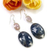 BLUE & PINK SAPPHIRE Gemstone Earring : 15.20gms Natural Sapphire 925 Sterling Silver Drop Dangle Bezel Set Hook Earrings 2.35"