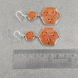 ORANGE ONYX Gemstone Earring : 10.22gms 925 Sterling Silver Hexagon Shape Hand Carved Bezel Set Drop Dangle Hook Earring 2.65"
