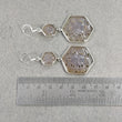 GRAY ONYX Gemstone Earring : 11.15gms 925 Sterling Silver Hexagon Shape Hand Carved Bezel Set Drop Dangle Hook Earring 2.75"
