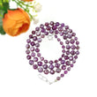 Raspberry Sheen Pink Sapphire Gemstone NECKLACE : 18.26gms Natural Round Side Faceted Sapphire With 925 Sterling Silver 4mm - 6mm 19"
