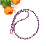 Raspberry Sheen Pink Sapphire Gemstone NECKLACE : 18.26gms Natural Round Side Faceted Sapphire With 925 Sterling Silver 4mm - 6mm 19