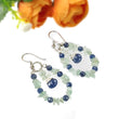 BLUE SAPPHIRE And EMERALD Uncut Gemstone Beaded Earrings : 8.05gms Natural 925 Sterling Silver Drop Dangle Hook Earrings 2.15"