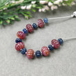 RUBY Blue SAPPHIRE Gemstone Carving Loose Beads : 69.25cts Natural Untreated Round Shape Hand Carved Melon Beads 6mm - 10.5mm