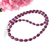 RUBY Gemstone Checker Cut NECKLACE : 15.84gms Natural Untreated Faceted Oval Shape Ruby With 925 Sterling Silver 5.5*4mm - 8.5*6m 17"