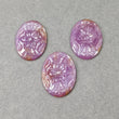 Raspberry Sheen SAPPHIRE Gemstone Carving: 104.20cts Natural Untreated Pink Sapphire Hand Carved Oval 34.5*25.5mm - 36*27mm 3pcs
