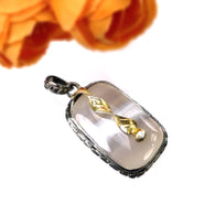 BOTSWANA AGATE 925 Sterling Silver Pendant : 11.51gms Natural Gemstone Cushion Shape Victorian Gold Plated Bezel Pendant 1.75