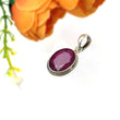RED RUBY Gemstone 925 Sterling Silver Pendant : 4.74gms Natural Untreated Ruby Normal Cut Oval Shape Bezel Set Pendant 1.25"