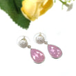 PINK SAPPHIRE Gemstone CZ 925 Sterling Silver Earrings : 4.90gms Natural Bezel Drop Dangle Push Back Minimalist Earrings 1.25"