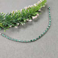 925 Sterling Silver Bracelet : 11.15gms Natural Untreated Emerald Gemstone With CZ Oval Shape Prong Set Tennis Bracelet 7.40