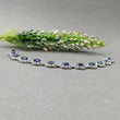 925 Sterling Silver Bracelet : 19.33gms Natural Blue Sapphire Gemstone With CZ Oval Normal Cut Prong Set Tennis Bracelet 7.5"