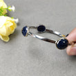 Sapphire Gemstone Bracelet: 20.23gmsNatural BLUE SAPPHIRE 925 Sterling Silver Oval Rose Cut Bezel Set Bangle Bracelet Inner Length Size 2.28