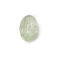 GREEN AQUAMARINE Gemstone Carving : 32.82cts Natural Untreated Milky Aqua Both Side Hand Carved Oval Shape 26*18.5mm
