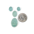 GREEN AQUAMARINE Gemstone Carving : 38.50cts Natural Untreated Aqua Both Side Hand Carved Oval Shape 11*9mm - 23*16.5mm 4pcs