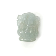 Milky AQUAMARINE Gemstone Carving  : 91.00cts Natural Untreated Aquamarine Hand Carved GANESHA 35*27mm