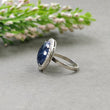 925 Sterling Silver RING : Natural Blue SAPPHIRE Gemstone With CZ Round Rose Cut Prong Set Fine Statement Unisex Ring 6.5US