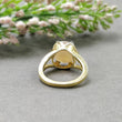 925 Sterling Silver RING : Natural Yellow MOONSTONE Gemstone Round Checker Cut Prong Set Gold Plated Fine Statement Ring 7US