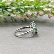 925 Sterling Silver RING : Natural EMERALD Gemstone With CZ Round Normal Cut Prong Set Fine Statement Unisex Ring 7.50US