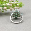 925 Sterling Silver RING : Natural EMERALD Gemstone Normal Cut Prong Set Fine Statement Unisex Ring 7.50US