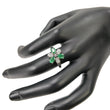 925 Sterling Silver RING : 2.740gms Natural EMERALD Gemstone With CZ Normal Cut Prong Set Fine Statement Unisex Ring 7.50US
