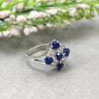 Blue SAPPHIRE Gemstone With CZ RING : 3.850gms 925 Sterling Silver Natural Sapphire Oval Normal Cut Prong Set Unisex Ring 7.5US