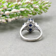 Blue SAPPHIRE Gemstone With CZ RING : 3.850gms 925 Sterling Silver Natural Sapphire Oval Normal Cut Prong Set Unisex Ring 7.5US