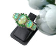 GREEN & WHITE Colors Luxe Fire Opal Ring Silver Oval Round Stone Finger Ring Blue Full Crystal Vintage Jewelry Gift for Women