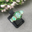 GREEN & WHITE Colors Luxe Fire Opal Ring Silver Oval Round Stone Finger Ring Blue Full Crystal Vintage Jewelry Gift for Women