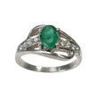 Green EMERLAD Gemstone With CZ RING : 3.490gms 925 Sterling Silver Natural Emerald Gemstone Oval Shape Prong Set 7.5US