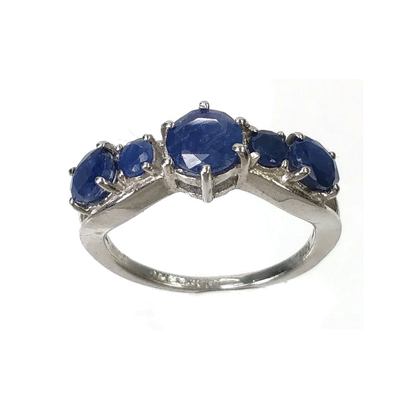BLUE SAPPHIRE Gemstone RING : 3.170gms 925 Sterling Silver Natural Sapphire Round Normal Cut Prong Set 7.25US Unisex Ring