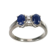 925 Sterling Silver Ring : 2.910gms Natural BLUE SAPPHIRE Gemstone With CZ Oval Normal Cut Prong Set Unisex Ring 7.5US