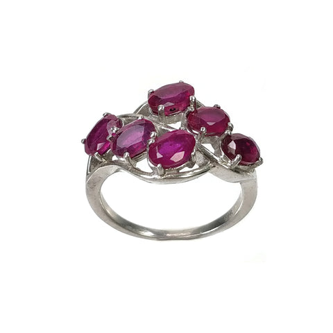 Red RUBY Gemstone With CZ RING : 5.490gms 925 Sterling Silver Natural Ruby Oval Normal Cut Prong Set Unisex Ring 8.5US