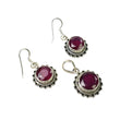925 Sterling Silver Jewelry : Natural Glass Filled Ruby Gemstone Round Shape Bezel Set Pendant Earring Jewelry Set For Women