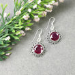 925 Sterling Silver Jewelry : Natural Glass Filled Ruby Gemstone Round Shape Bezel Set Pendant Earring Jewelry Set For Women