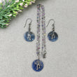925 Sterling Silver Jewelry : Natural Untreated BLUE SAPPHIRE Gemstone 19" Beads Necklace Drop Dangle Earring Victorian Silver Jewelry Set