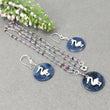 925 Sterling Silver Jewelry :  Natural Untreated BLUE SAPPHIRE Gemstone 1.85" Beaded Necklace Drop Dangle Earring Jewelry Set