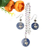 925 Sterling Silver Jewelry :  Natural Untreated BLUE SAPPHIRE Gemstone 1.85" Beaded Necklace Drop Dangle Earring Jewelry Set