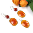 Orange Onyx Gemstone Jewelry : 925 Sterling Silver Natural Onyx Rose Cut Oval Bezel Set Earring Pendant Jewelry Set